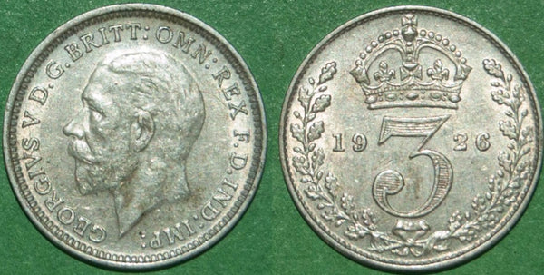 George the Fifth 1926 modified effigy silver threepence