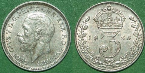 George the Fifth 1926 modified effigy silver threepence