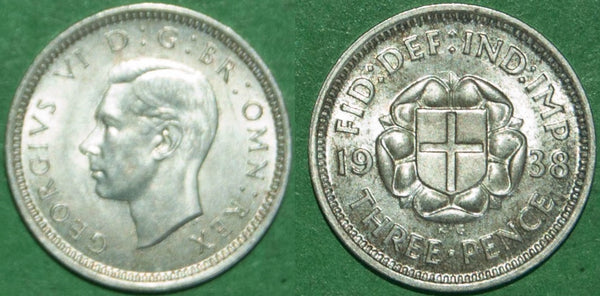 George the Sixth 1938 silver threepence