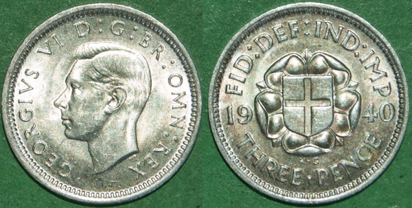 George the Sixth 1940 silver threepence