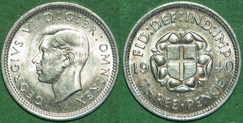 George the Sixth 1940 silver threepence