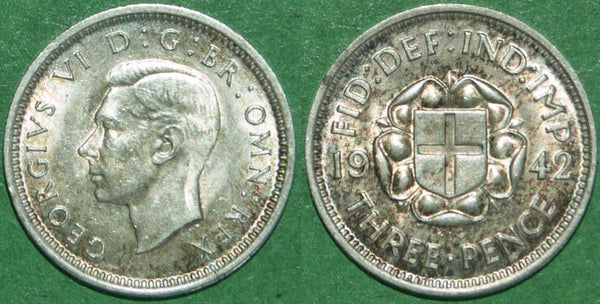 George the Sixth 1942 silver threepence
