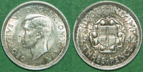 George the Sixth 1942 silver threepence