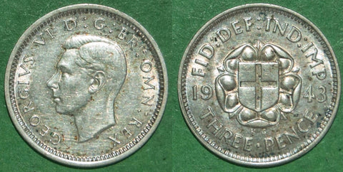 George the Sixth 1943 silver threepence