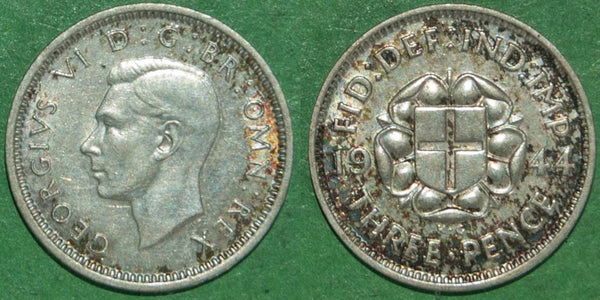 George the Sixth 1944 silver threepence