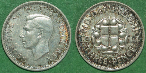 George the Sixth 1944 silver threepence