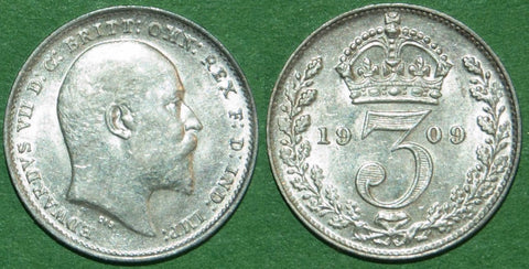 Ewdard the Seventh 1909 silver threepence
