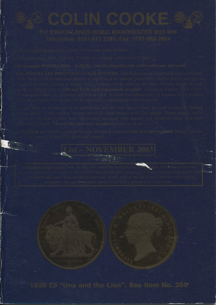 Cover image of Colin Cooke fixed price list for November 2003