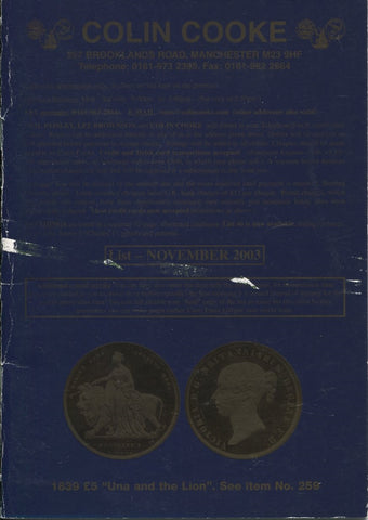 Cover image of Colin Cooke fixed price list for November 2003