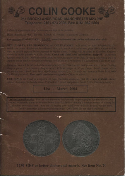 Cover image of Colin Cooke fixed price list for March 2004