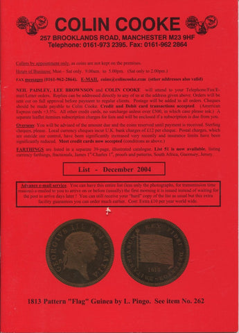 Cover image of Colin Cooke fixed price list for December 2004