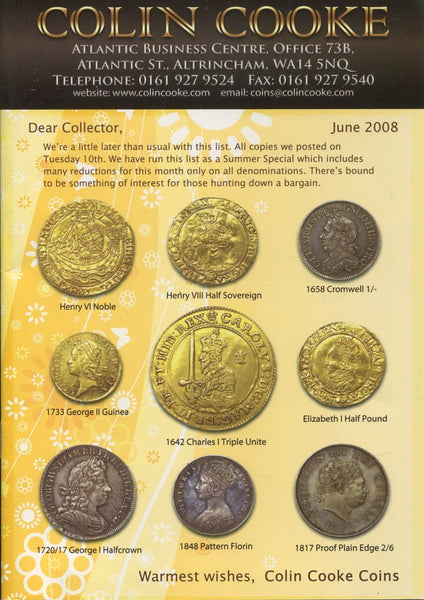 Cover image of Colin Cooke fixed price list for June 2008