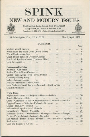 Spink New and Modern fixed price list for March and April 1969
