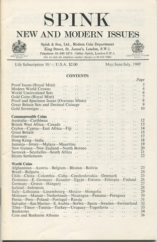 Spink New and Modern Issues fixed price list for May 1969