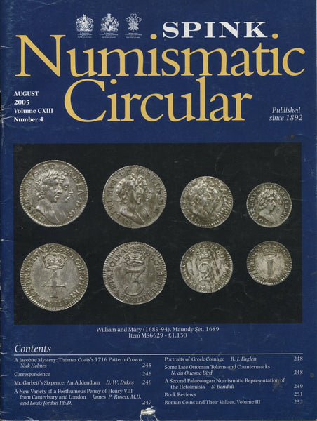 Image of Spink Numismatic Circular for August 2005 cover