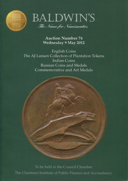 Cover image of Baldwin's sale 74 auction catalogue