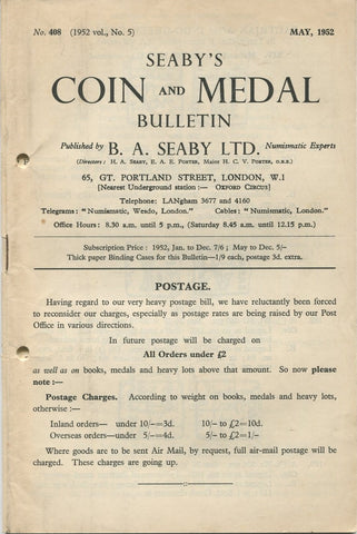 Seaby's Coin and Medal Bulletin for May 1952
