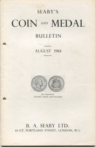 Seaby Seaby's Coin & Medal Bulletin, August 1961 - RP Coins
