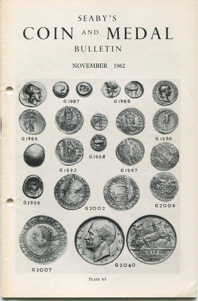 Seaby's Coin and Medal Bulletin for November 1962