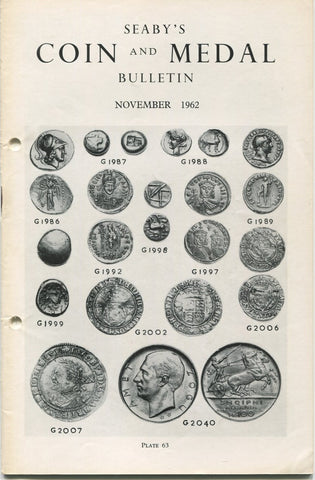 Seaby's Coin and Medal Bulletin for November 1962