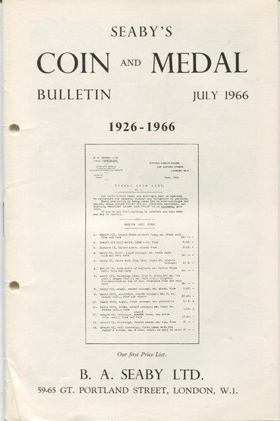 Seaby's Coin and Medal Bulletin for July 1966
