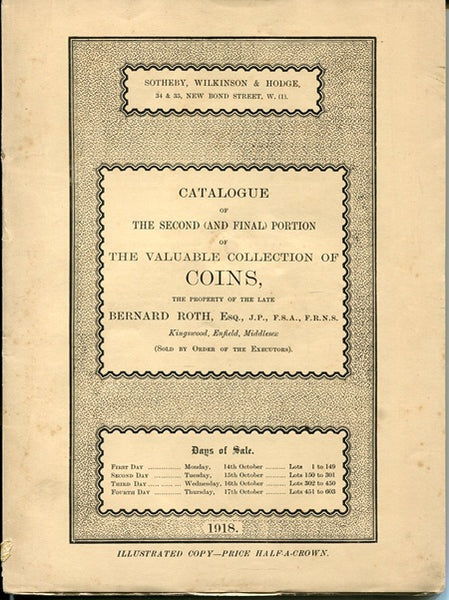 Sotheby, Wilkinson & Hodge, 14-17th October 1918. Roth Collection Part 2.