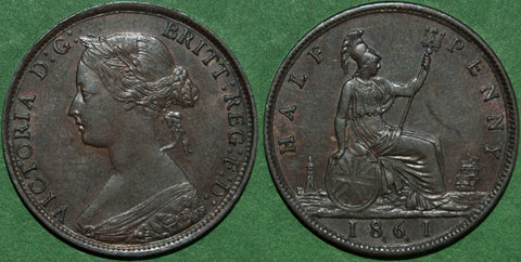 Image of an 1861 halfpenny coin