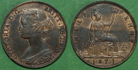 Image of an 1873 halfpenny coin