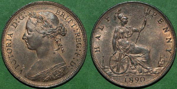 Image of an 1890 halfpenny coin