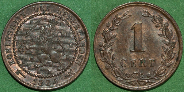 Netherlands 1884 One Cent