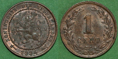 Netherlands 1884 One Cent