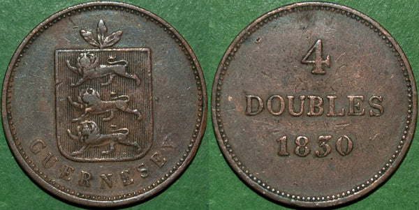 Image of an 1830 Guernsey four doubles coin