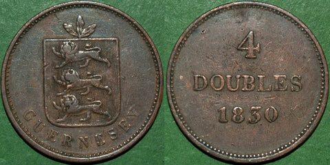 Image of an 1830 Guernsey four doubles coin
