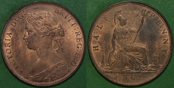 Image of an 1862 halfpenny coin