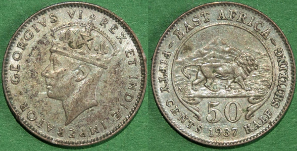 East Africa 1937H Fifty Cents/Half Shilling