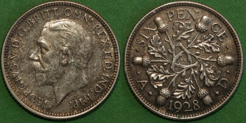 Image of a George the Fifth fourth coinage sixpence coin