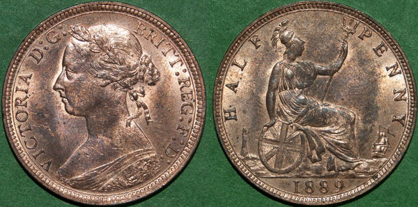 Image of an 1889 halfpenny coin