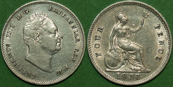 William the Fourth 1836 fourpence coin