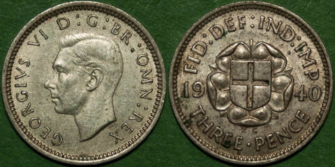 1940 Silver Threepence