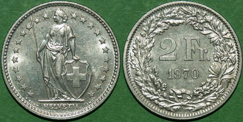Switzerland 1970 Two Francs