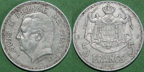 Monaco 1945 Five Francs