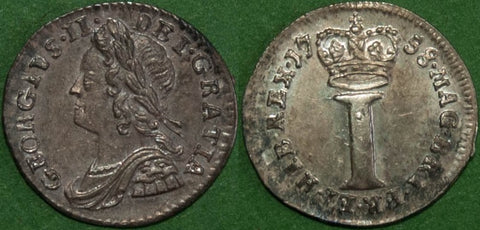 Image of a 1758 silver penny coin.