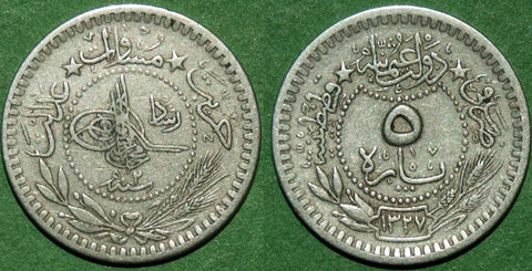 Turkey 1910-AH1327/2 Five Para