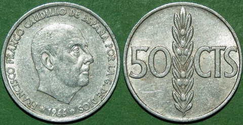 Spain 1966 (67) Fifty Centimos