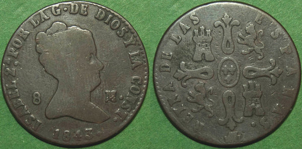 Spain 1843 8 Maravedis