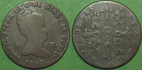 Spain 1843 8 Maravedis