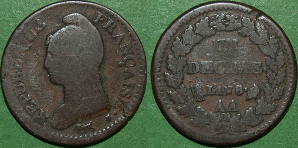 France L'An 8 AA Un Decime, Metz