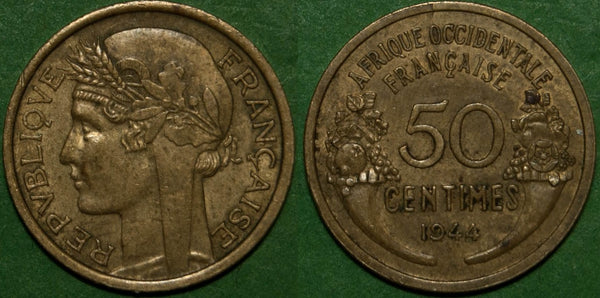French West Africa 1944 Fifty Centimes
