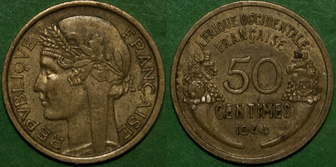 French West Africa 1944 Fifty Centimes