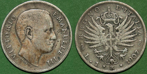 Italy 1907 R One Lira